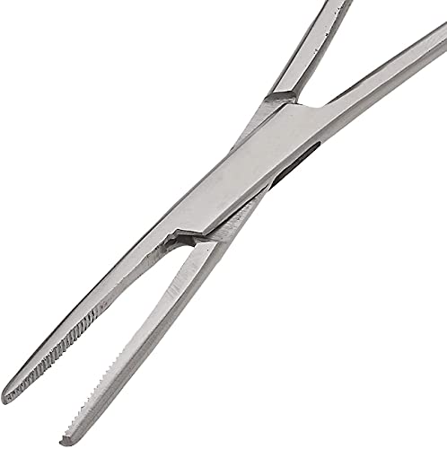 SURGICAL ONLINE 2-Piece Curved & Straight 5" Hemostat Set - Stainless Steel Locking Tweezer Clamps - Ideal Hemostats for Nurses, Fishing Forceps, Crafts and Hobby - size: 5"