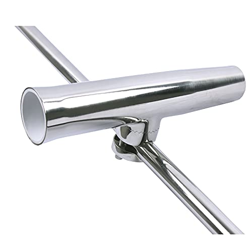 Tournament Style Boat Fishing Rod Holders, Stainless Steel Rail Mount Fishing Rod Holder Clamp on 1" to 1 1/4" Rail for Marine Boat Yacht