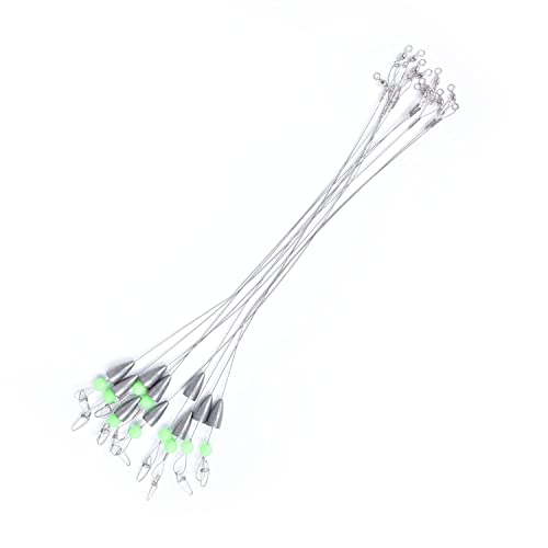 Carolina Rigs for Fishing- 12 Inch Steel Fishing Leaders with Fishing Weight, Pre Rigged Carolina Rigs with Fishing Weight 1/6oz, 1/4oz, 1/2oz, 10 Pcs - size: 1/2 oz; 12 Inch