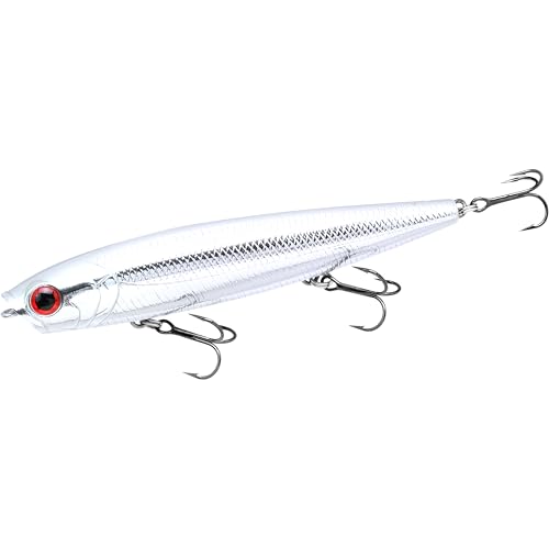 LUCKY CRAFT Gunfish 95 3 Hook Freshwater Fishing Lures and Bait for Bass Fish, Topwater Fish Line, Surface Bait with Treble Hooks, Fishing Gear for Tackle Box - color: 074 Chrome