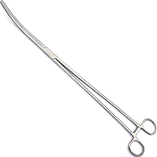 Pean Hemostat Straight and Curved Multipurpose Locking Tweezer Clamps Serrated, Stainless Steel - Hemostats for Nurses, Fishing Forceps, Crafts and Hobby - size: 24", style: Curved