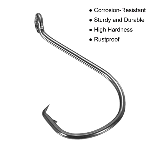 PATIKIL Fishing Circle Hooks Carbon Steel Offset Hook with Barbs for Freshwater Saltwater - size: 42mm/1.65"