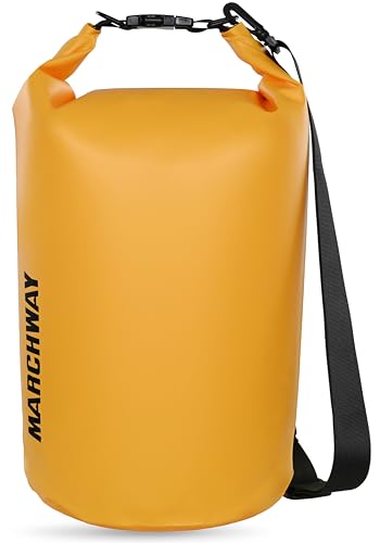 MARCHWAY Floating Waterproof Dry Bag Backpack 5L/10L/20L/30L/40L, Roll Top Sack Keeps Gear Dry for Kayaking, Rafting, Boating, Swimming, Camping, Hiking, Beach, Fishing - color: Deep Yellow, size: 5L