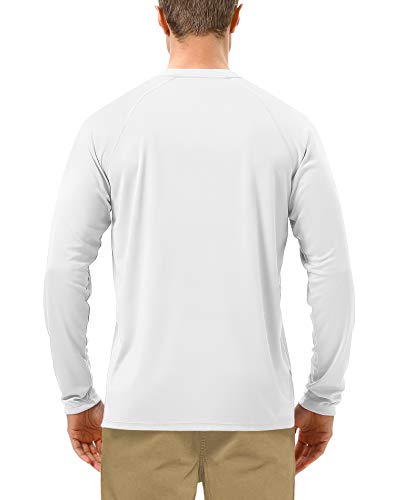 Roadbox Mens UPF 50+ UV Sun Protection Shirts Outdoor Long Sleeve SPF Rash Guard for Fishing Hiking Swimming Running - color: 1 Pack - White, size: 3X-Large