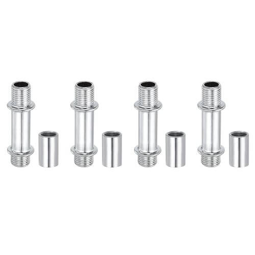 PATIKIL Straight Pipe Lamp Stems Rod Kit, 4Set M10 Carbon Steel 40mm(1.57") Long Double End Thread Rod with Coupling Nuts Sleeve Connector for Table Lamps Chandeliers, Silver Tone - color: Silver Tone, size: 40mm(1.57")