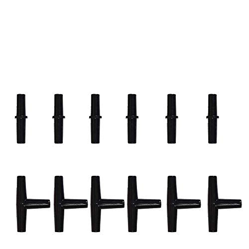 JIH Aquarium Air Pump Accessories Set -25 Feet Airline Tubing Black Standard, Air Stones,Check Valves, Suction Cups and Connectors
