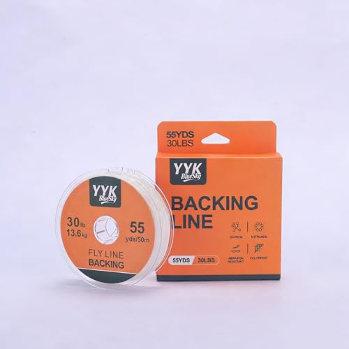 YYKBlueSky 8 Strand Dacron Fly Line Backing, 55 Yards, 20/30 LBS Optional, Abrasion Resistant & Colorfast, 5 Colors Available for Fly Fishing - color: Orange & Black, size: 30LBS