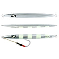 OCEAN CAT Slow Pitch Jig Flat Fall Jig Saltwater Fishing Luers Mental Vertical Jigging Baits with Hooks 5 Colors 4 Weights - color: #014:Silver, size: 14 1/9oz(400g)