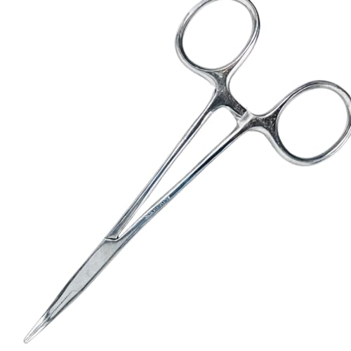ADROIT (2 Pack) 5" Curved Hemostat Forceps | Stainless Steel Design | Small Teeth On Jaws | Locking Mechanism Built in | Great for Sewing, Fishing, Jewelry Making, Multi-Use - size: 5", style: Curved