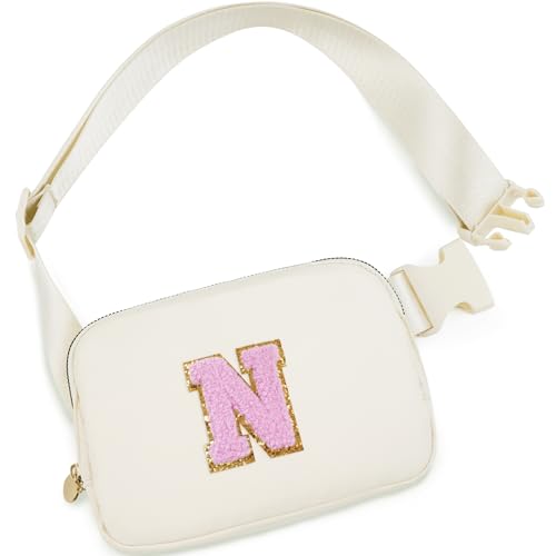 Uygafly Birthday Gifts for 4 5 6 7 8 9 10 11 12 13 Year Old Girl,Gift for Teen Girls Kids Toddler,Personalized Initial Fanny Pack Purse Crossbody Bag Belt Bag Cute Trendy Stuff | Cream,N - color: Cream, style: N