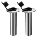 2Pcs Rod Holders for Fishing Boat, Heavy Duty 316 Stainless Steel Fishing Rod Pole Holder, Flush Mount, 15/30/90 Degree - color: Silver - Black Insert