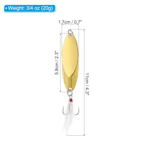 PATIKIL Fishing Spoons, Fishing Lures Casting Spoon Treble Hooks Jigs Hard Metal Spinner Baits for Freshwater Saltwater - style: 3/4oz