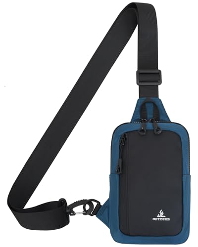 Peicees Small Crossbody Sling Bag Chest Bag Dual Pocket Water Resistant Fanny Pack Running Phone Holder for Men Women Workout Travelling, Blue - color: Blue