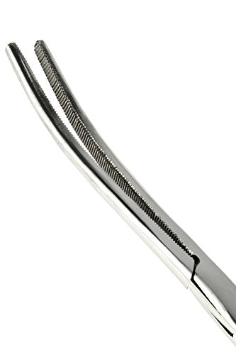 SE 10-Inch Stainless Steel Curved Forceps - Self-Locking, Serrated Tip for Precision Grip and Clamping - Perfect for Crafting, Fishing Tasks, Jewelry Making, and More! -611FC - size: 10", style: Curved