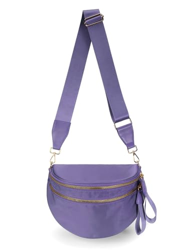 Pure Colour Crossbody Bag Bum Bag for Women,Spacious Purse Fanny Packs Belt Bag,Oversized Bum Bag (Colour Bum Bag-Cloudy Purple) - color: Colour Bum Bag-Cloudy Purple