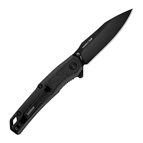 Kershaw Appa Pocket Knife, All-Black, 2.75 Inch Steel Reverse Tanto Blade, EDC with Assisted Opening, Reversible Pocketclip, Everyday Carry Pocket Knife for Men and Women - color: Black