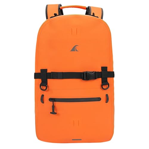 Breakwater Supply™ Fogland Waterproof IP68 Submersible Backpack | Laptop Sleeve & Airtight Zippers for Outdoors, Travel, Boating, Kayaking, Commute, Floating Dry Bag, Unisex, TPU (Safety Orange, 25L) - color: Safety Orange, size: 25L