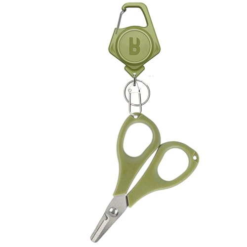 Booms Fishing Scissors for Braided Line: Braided Line Cutter with Zinger Retractor for Saltwater and Freshwater - Micro Serrated Shears Multi-Function Fishing Snips, S01 3.9" Green - color: Green_1