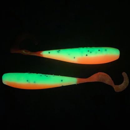 A.M. Fishing Curly Tail Jerkshad 4 Inch Soft Baits Garlic Infused,– 8 Pack – Saltwater & Freshwater Fishing Lures for Bass, Redfish, Snook, and Trout - color: Candy Corn
