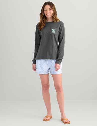 HUK Women's Pocket Tee, Comfortable Performance Fishing Long Sleeve T-Shirt with Chest Pocket for Women - color: Love Water - Volcanic Ash, size: X-Small