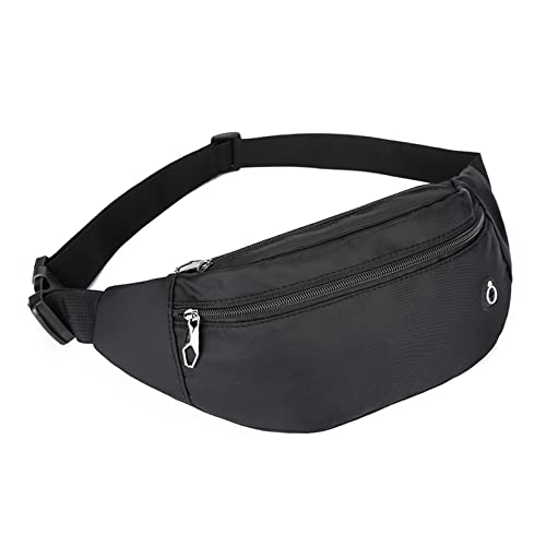 Crossbody Fanny Pack for Men&Women,Large Waist Bag & Hip Bum Bag with Adjustable Strap for Outdoors Workout Traveling Casual Running Hiking Cycling - color: Glossy black