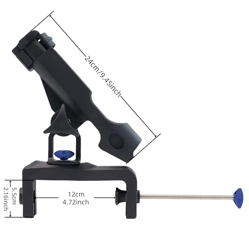 HiUmi Fishing Boat Rods Holder with Large Clamp Opening 360 Degree Adjustable Fishing Rod Racks Folding Holder - color: RH30-2Pack
