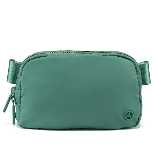 Pander Two Way Zipper Fanny Pack Nylon Everywhere Belt Bag for Women, Water Repellent Waist Packs, Crossbody Bags with Adjustable Strap (Eucalyptus Green) - color: Eucalyptus Green