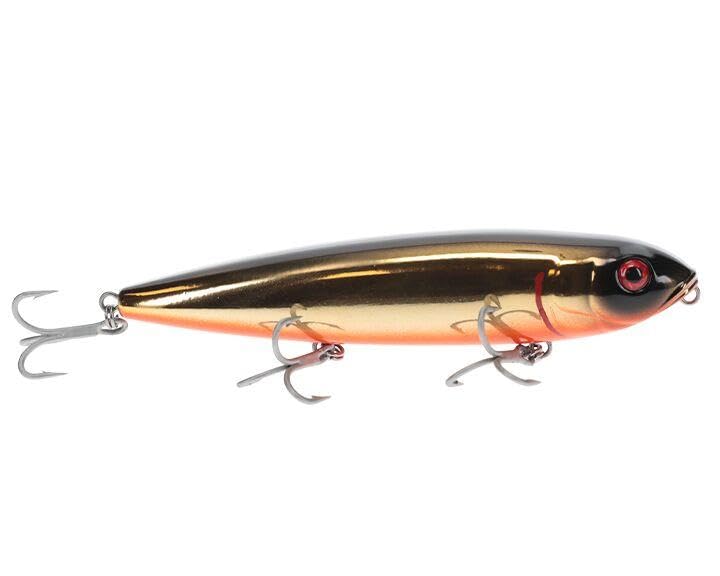 Strike King Sexy Dawg Hard Knock Saltwater Hard Bait Fishing Lure, 4.5", 5/8 oz, Steel Sound Chamber, 3D Eyes - color: Golden Shiner