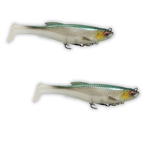 USA Bass Tackle Magnum Swimbait - Paddle Tail Swimbaits Pre Rigged Fishing Lures Premium Lure with Strong Owner Hook, Magdraft Style Bait for Giant Freshwater Predator Fish - color: Sexy Shad