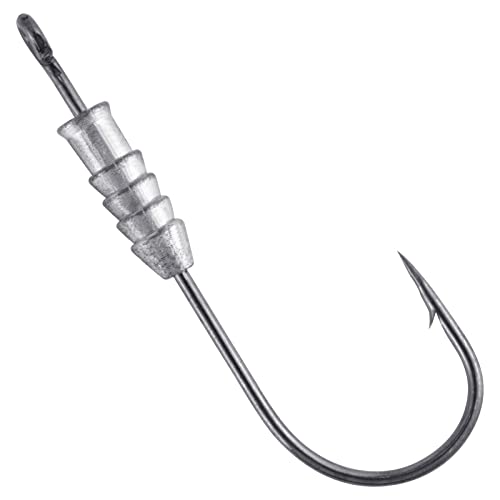 Dr.Fish 20 Pack Weighted Swimbait Hooks, Weighted Fishing Worm Hooks Straight Shank Round Bend Bass Fishing Jig Hook - size: #4/0-1/8oz