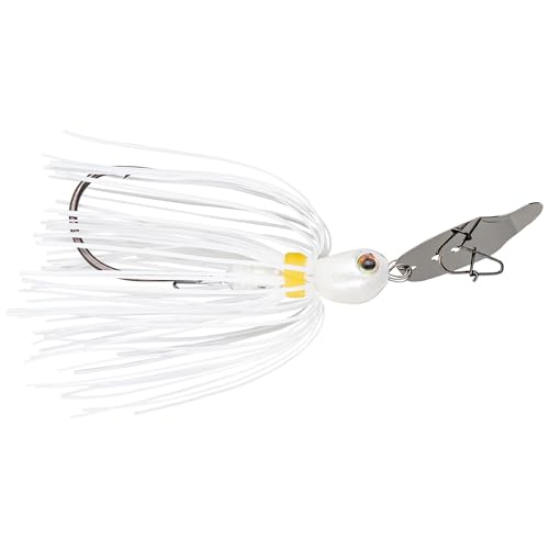 Strike King Thunder Cricket Fishing Lure, Vibrating Swim Jig, Silver Blade, 4/0 Jungle-Style Flipping Hook - color: White, size: 1/2 oz