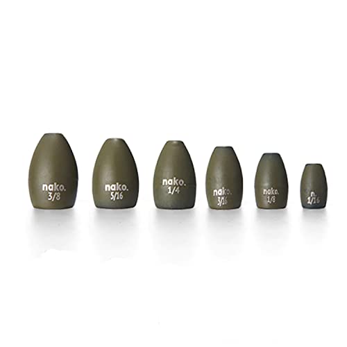 97% Pure Tungsten Flipping Weights - 10 Pack / 5 Pack - Nako Tungsten Weights - Fishing Sinkers for Bass Fishing - color: No Chip Green Pumpkin, size: 1/8 oz - 10 pack