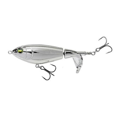 Lew's Mach Baits Patroller Propeller Bait Fishing Lure, Topwater Propeller Bait, Rotating Tail Section, Sound Chamber - color: Chrome, size: 3/4 oz