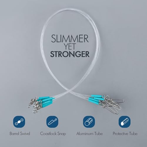 Fluorocarbon Fishing Leader Line with Swivels Snap Kits Connect Tackle Lures Rig or Hooks, High Strength Tooth Proof Fishing Leader Line for Saltwater Freshwater - color: Blue-20pcs, size: 12''-20lb
