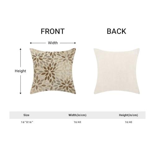 AEIOAE Brown Tan Pillow Covers 16 x 16 Inch Set of 2, Rustic Geometric Dahlia Flower Decorative Throw Pillow Covers Farmhouse Floral Cushion Covers for Couch Home Sofa Outdoor Decor - color: Brown Tan Floral, size: 16" x 16" (Pack of 1)