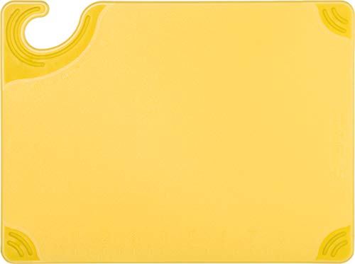 San Jamar Saf-T-Grip Plastic Cutting Board with Safety Hook, 9" x 12" x 0.375", Yellow - color: Yellow