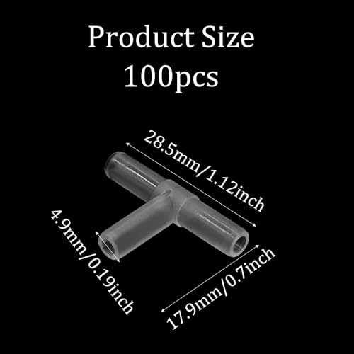 100PCS Aquarium Air Line Connectors, Plastic Valve Fittings, Inline T Joints for Fish Tank Pump Tubing - size: T Type