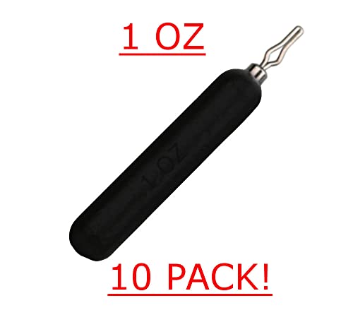 Reaction Tackle Drop Shot Weights for Bass Fishing - Skinny Pencil Sinkers for Drop Shot Rig - Freshwater and Saltwater Finesse Fishing - color: Black, size: 1 Oz (10-Pack)