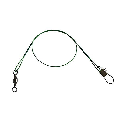 50pcs Fishing Wire Leaders Heavy Duty Nylon-Coated Fishing Line Wire Leaders with Swivels and Snaps 6inch Black/Green/Silver - color: 50pcs green, size: 10 inch