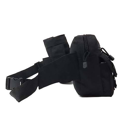 Fanny Pack Tactical Water Bottle Waist Pack Military Fanny Packs MOLLE Army Waist Bag Utility Hip Belt EDC Pack Bag for Outdoors Traveling Camping Hunting Running Cycling Fishing Dog Walking (Black) - color: Black