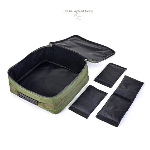 Conskyee Waterproof Fishing Reel Case, 37 x 37 x 15cm Portable Fishing Gear Accessories Tackle Storage Bag with 3 Adjustable Inner Dividers for Spinning Baitcasting Fly Reels