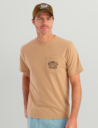 HUK Men's Pocket Tee, Comfortable Performance Fishing Short Sleeve T-Shirt with Chest Pocket - color: Permit Sun - Marl, size: 3X-Large
