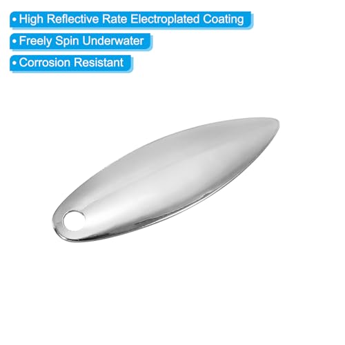 PATIKIL Fishing Lure Blades Willowleaf Lure Making for DIY Bait - color: Silver, size: 1"x0.3"