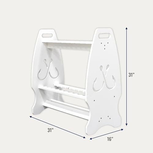 StoreYourBoard Marlin Fishing Rod Rack for Garage & Dock | Freestanding Fishing Pole Holders for Garage Holds Up to 24 Rods & Reels | Washable Weather-Resistant PVC Fishing Rod Storage Organizer