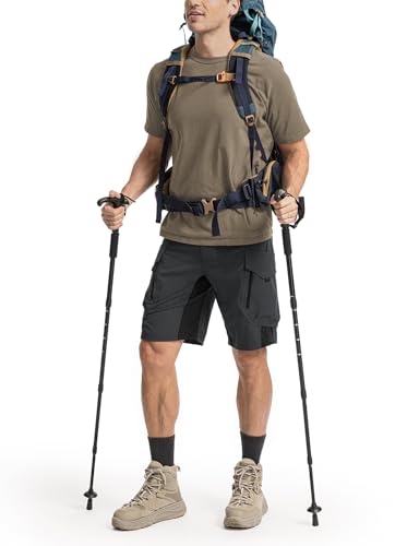 Moosehill Men's Hiking Cargo Shorts: Quick Dry Lightweight Stretch Outdoor Fishing Camping with 9 Pockets (Self-Storing) - color: Dark Grey, size: 34