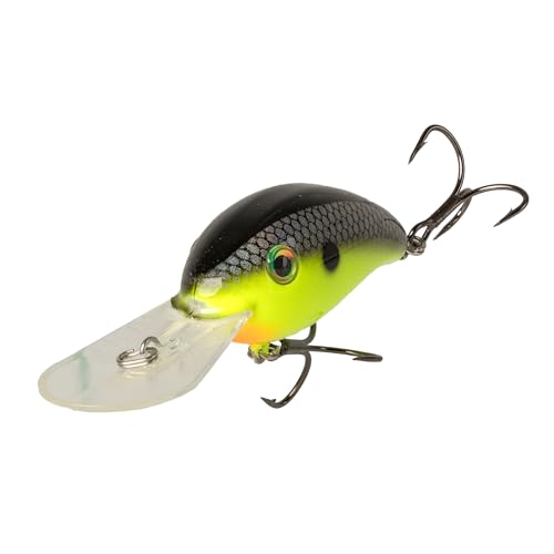 Strike King (HC3XDE-432) 3XD Elite Fishing Lure, Deep Diving Crankbait, 2-Inches, 7/16-Ounce, Dives to 10-Feet, Rattle Chambers, Size 4 Mustad Triple Grip Hooks, Chartreuse Baitfish