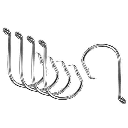 PATIKIL Fishing Circle Hooks Carbon Steel Offset Hook with Barbs for Freshwater Saltwater - size: 34mm/1.34"