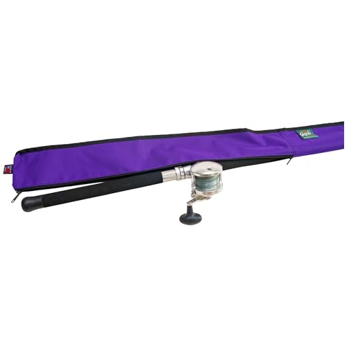 Full-Enclosure Fishing Rod Sleeve Bag Cover Sock Protector. Fits Conventional & Spinning Rods. Made in USA - color: Purple, size: 5' 6" feet (66 inches long), style: 9 inches in circumference