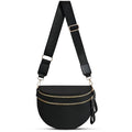Checkered Nylon Crossbody Bag Bum Bag for Women Mom Large Checkered Fanny Packs with Adjustable Strap - color: Black