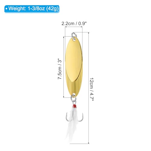 PATIKIL Fishing Spoons, Fishing Lures Casting Spoon Treble Hooks Jigs Hard Metal Spinner Baits for Freshwater Saltwater - style: 1-3/8oz